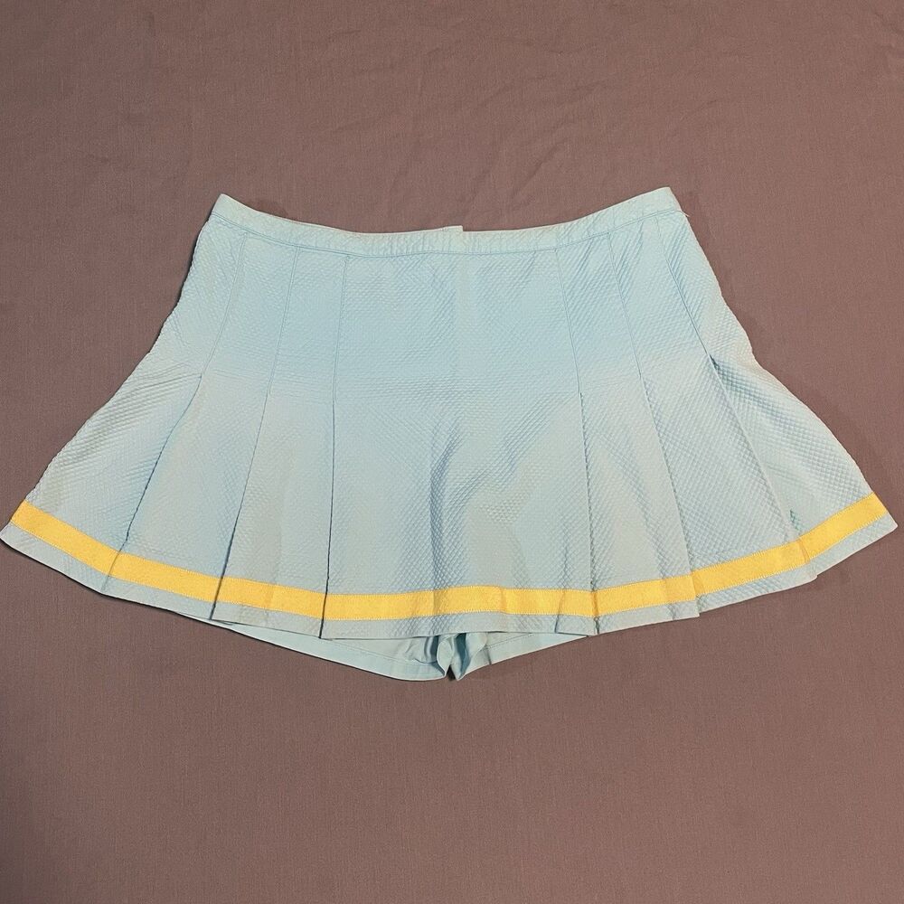 Lilly Pulitzer Baby Blue Pleated Tennis Skirt Skort Women's 6 Yellow Stripe